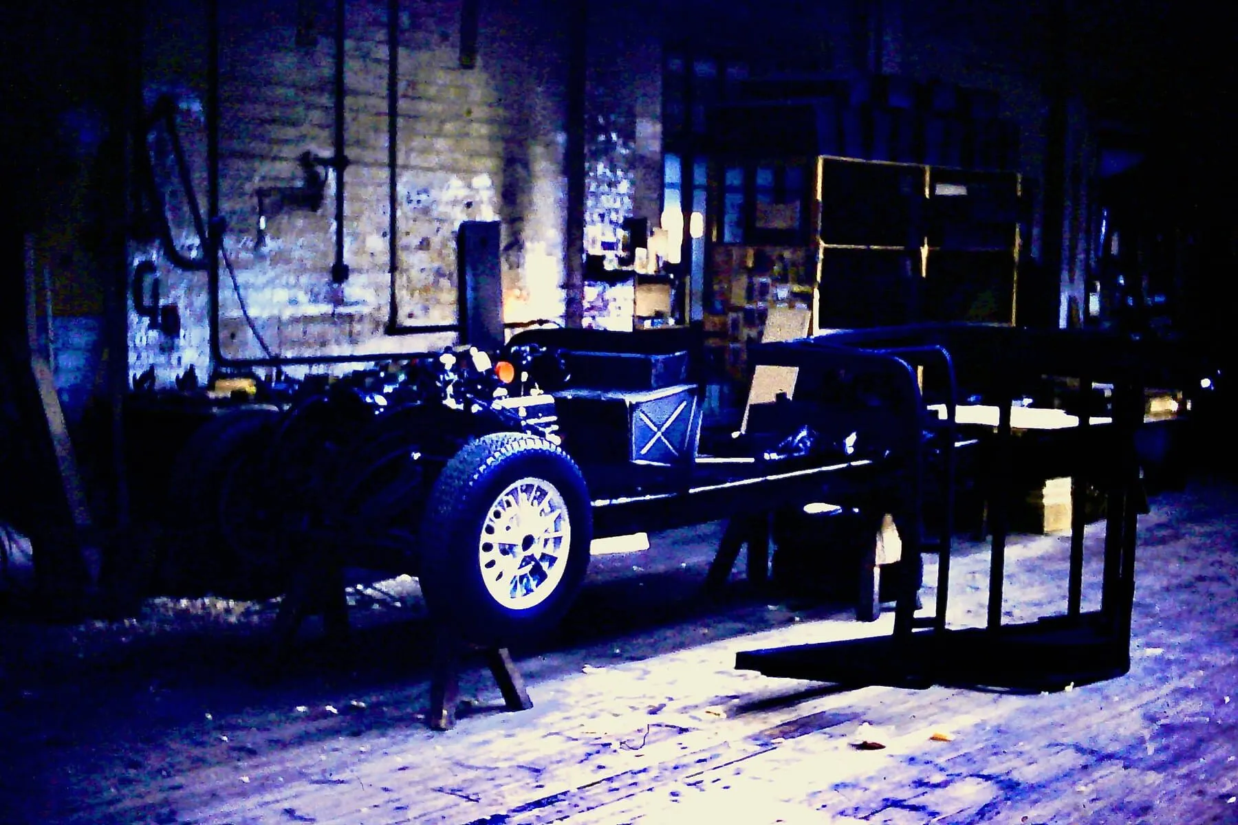 An early Plus 8 chassis under construction inside the Morgan works