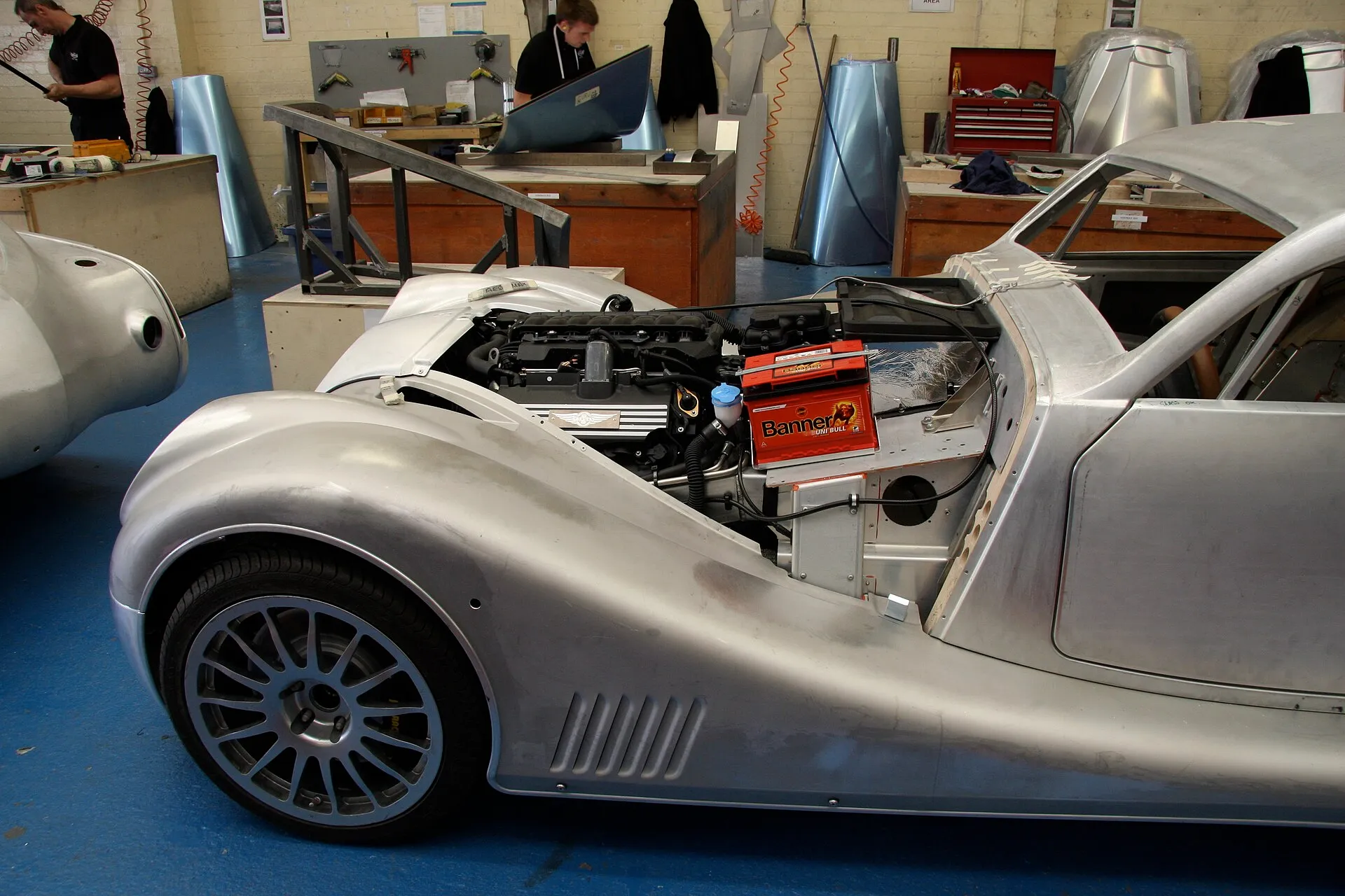 An Aeromax body being assembled in the Morgan factory